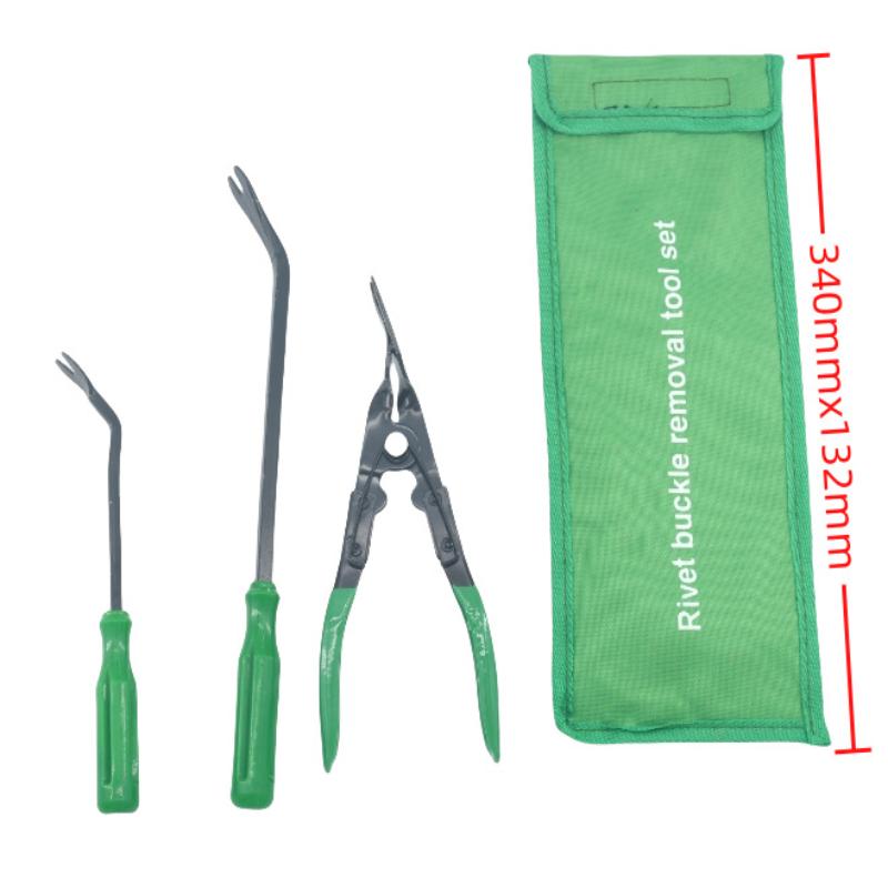 

New 3Pcs Auto Trim Removal Pry Tools Car Door Panel Dashboard Repair Kit Car Clip Pliers Set Fastener Removal Tool зелений