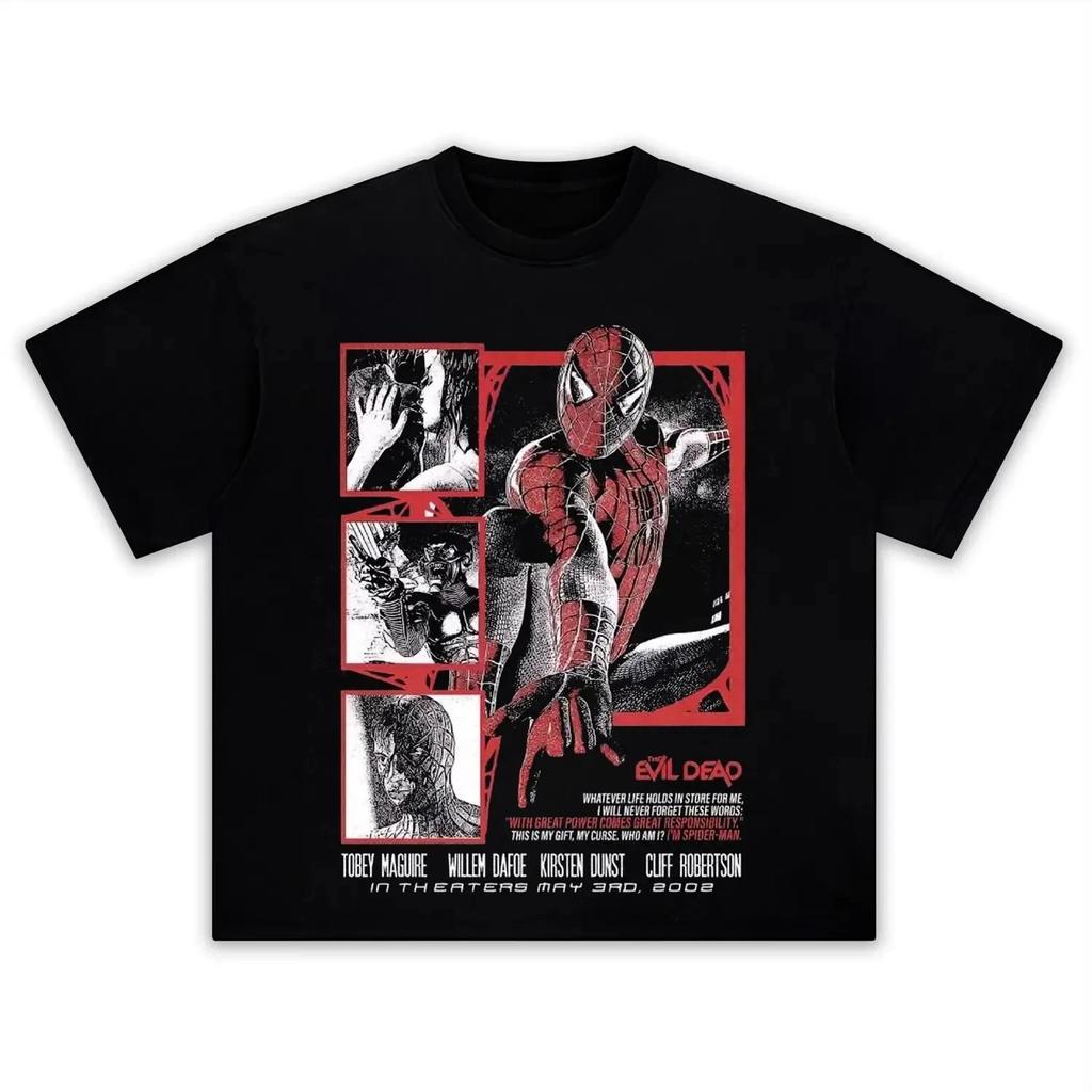 Camiseta Gráfica de Collage de Cómic Vintage de Marvel The Amazing Spider-Man, Camiseta Retro Oversize, Top de Ropa Urbana Unisex de Superhéroes