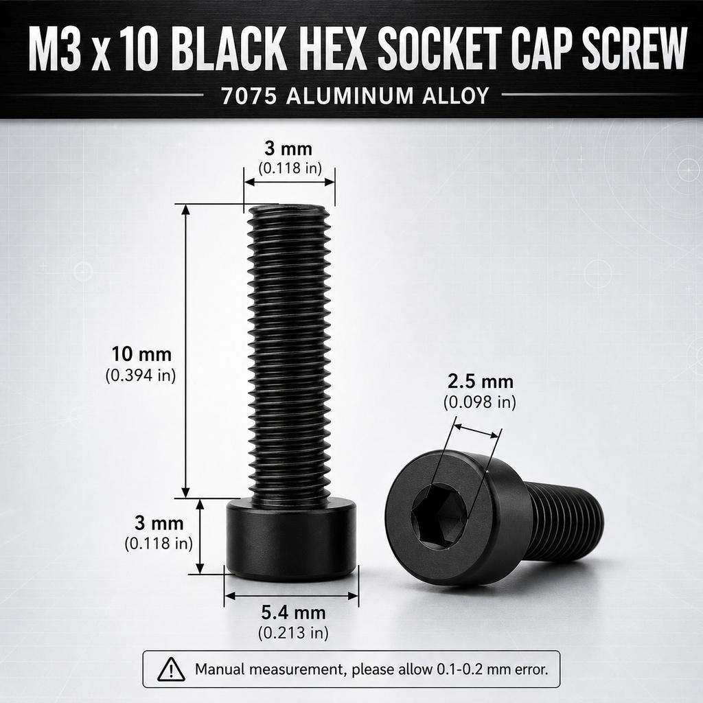 5Pcs M3 X 10mm Allen Socket Cap Screws, 7075 Alloy Hex Drive Bolts for Electronics, Bicycles and DIY,Vibrant Colors