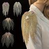Rhinestones Studded Epaulettes Tassels Fringed Shoulder Epaulet For Evening Gown Cosplay Outfits Clothing Embellishment
