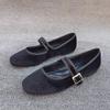 Mode Retro Ballerinas Damen Einfarbig Eckige Zehenpartie Frühling und Herbst Wildleder Damenschuhe Damen Slipper Damen zapatillas mujer