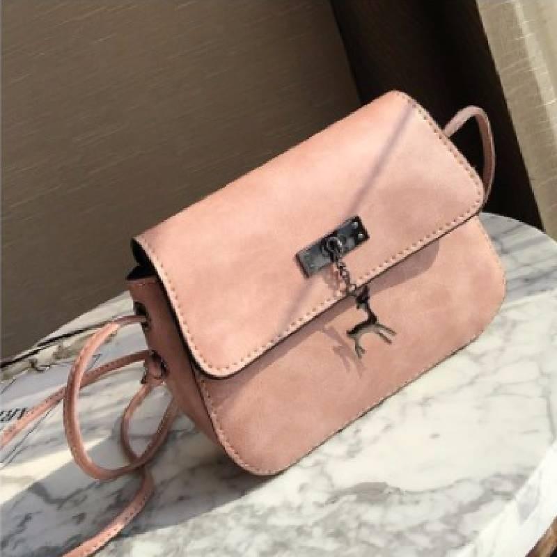 European And American Retro Style Small Saddle Bag With Deer Pendant Pu Shoulder Bag