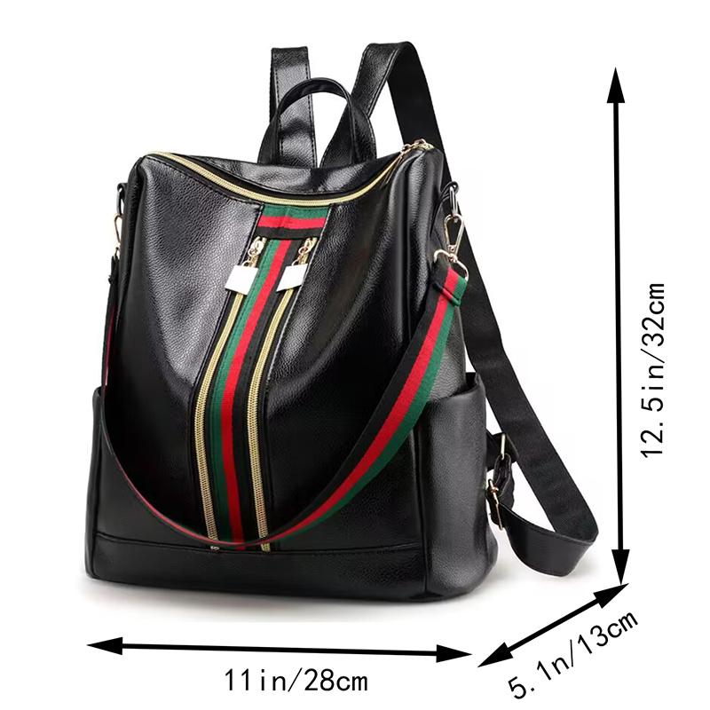 Double shoulder bag, large capacity dual-purpose women's bag, fashionable striped contrast Korean- women's backpack