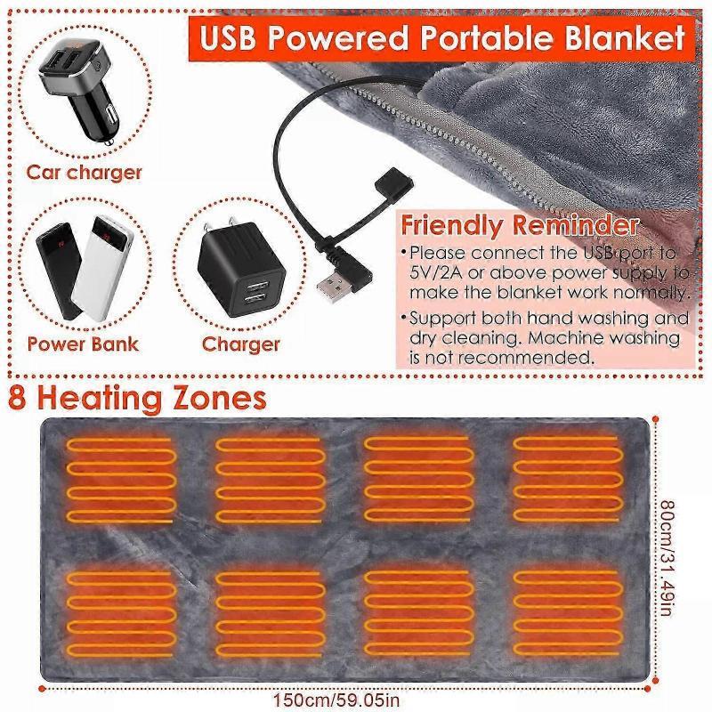 Cobertor Aquecido USB Cobertor de Aquecimento Elétrico Poncho Xale Envoltório Cobertura com Zíper