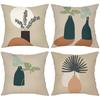 Modern Plant Vase Pattern Decorative Cushion Covers Polyester Pillowcase, Sofa Decorative Cushion Cov Headboard Pillow