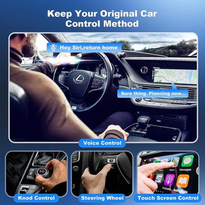 2-in-1 Mini Android Auto & Wireless CarPlay Adapter, Compact USB Dongle for iOS 12+/Android, No Delay