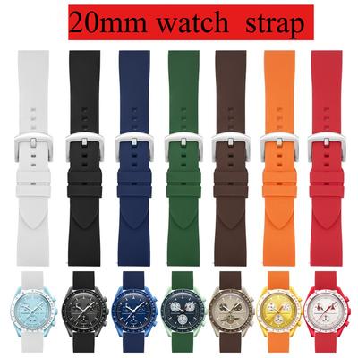 Curved End Silicone Strap for Swatch for Omega MoonSwatch Sport Diving Watchband for Rolex Water Ghost Bracelet 20mm