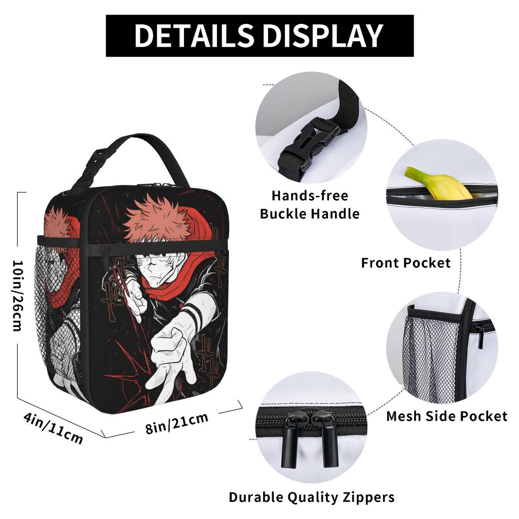 Anime Manga Itadori Insulated Lunch Bag Portable Jujutsus Kaisens Anime Reusable Cooler Bag Tote Lunch Box School  Outdoor