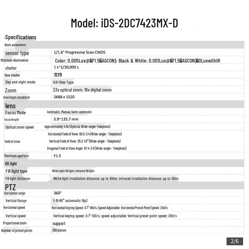 HIKVISION iDS-2DC7423MX-D 4MP Full-Color PTZ Dome Camera