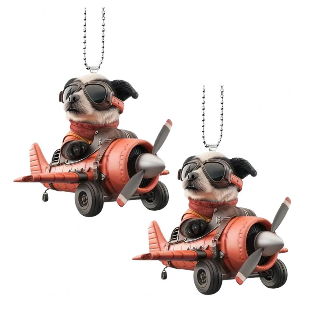 

Airplane Dog Hanging Decoration Acrylic Animal Pendant 2D Flat Home Christmas Tree Car Rearview Mirror Puppy Hanging Ornament