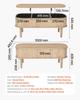 1000 Mm Lift Top Coffee Table, Fluted Oval Coffee Table with 3 Hidden Compartment, Mid Century Wooden Oval Center Desk with Storage, Lift Up Tabletop