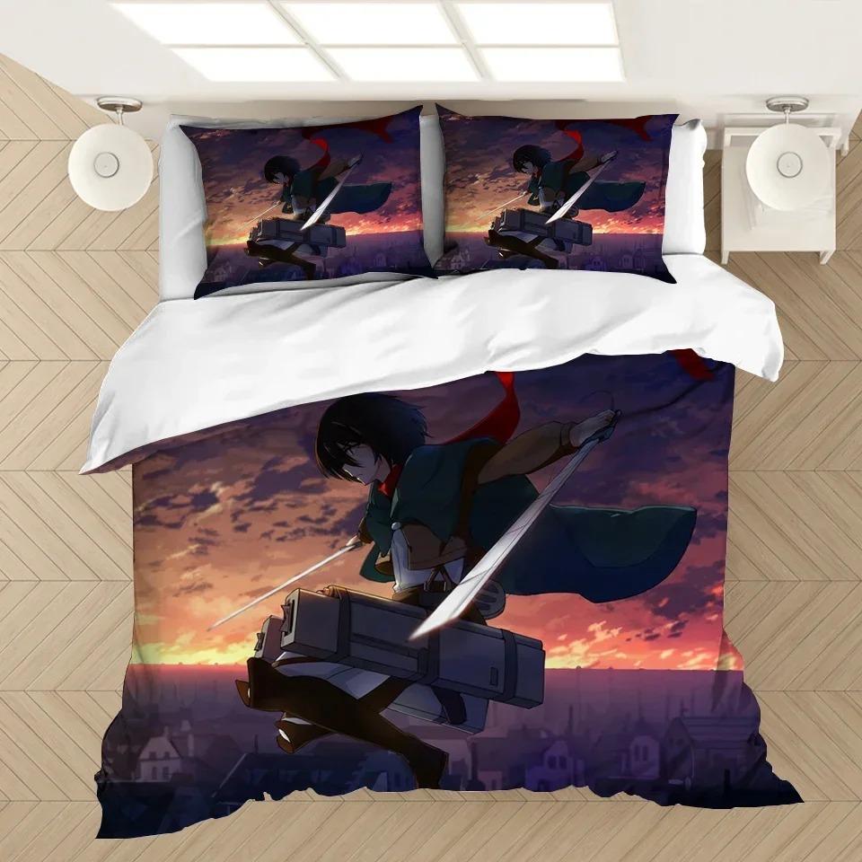 Comforter Anime Attack On Titan Bedding Set For Bedroom Soft Modern S Comefortable Kids And