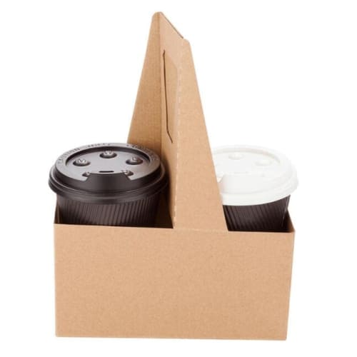BATGXGO Drink Carriers, Kraft Paper Cup Holders with Handles, Takeout Holders, 15-Count (2 Cups)