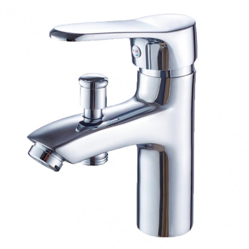 

Dual-Use Bathroom Basin Faucet: Cold/Hot Single-Hole with Shower Head and Two-Speed Switch Alloy Rod (Plastic Handle)