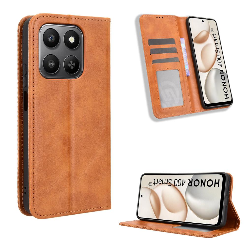 For Honor 400 Smart Leather Case Wallet Stand Retro Texture Phone Cover
