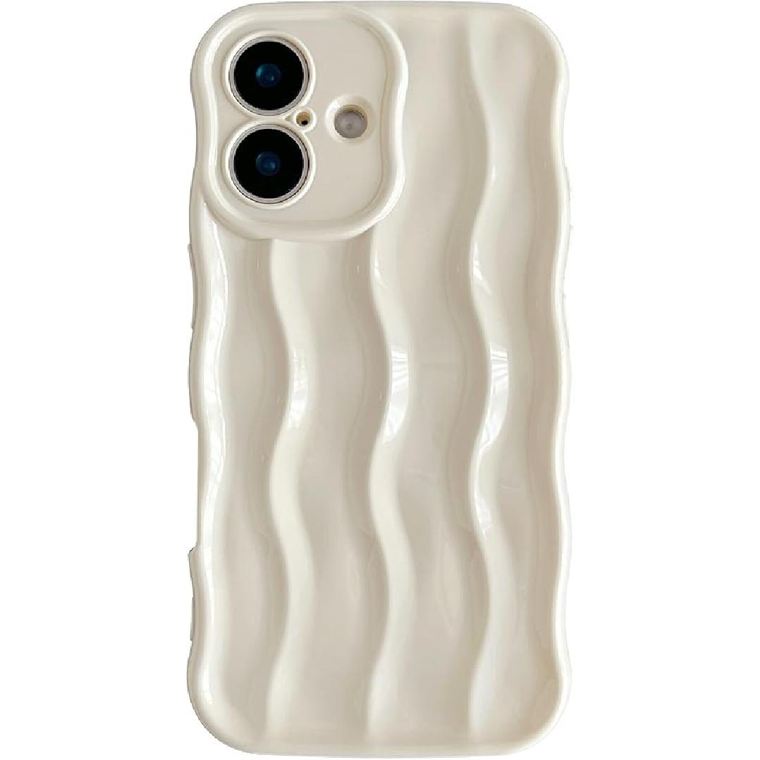Caseative for iPhone 16 Case,Water Ripple Pattern Curly Wave Frame Soft Phone Case (Red) белый