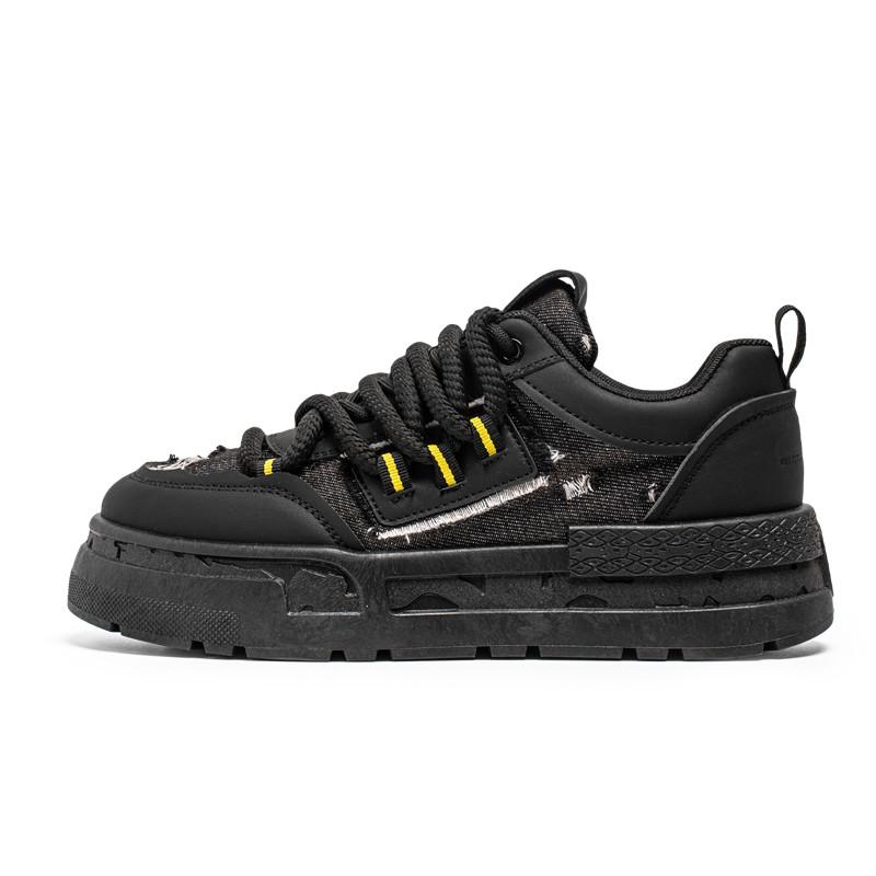 

Mens Skate Shoes Canvas Comfortable Chunky Sole Sneakers Slip Resistant Casual Outdoor Footwear 46 чорний