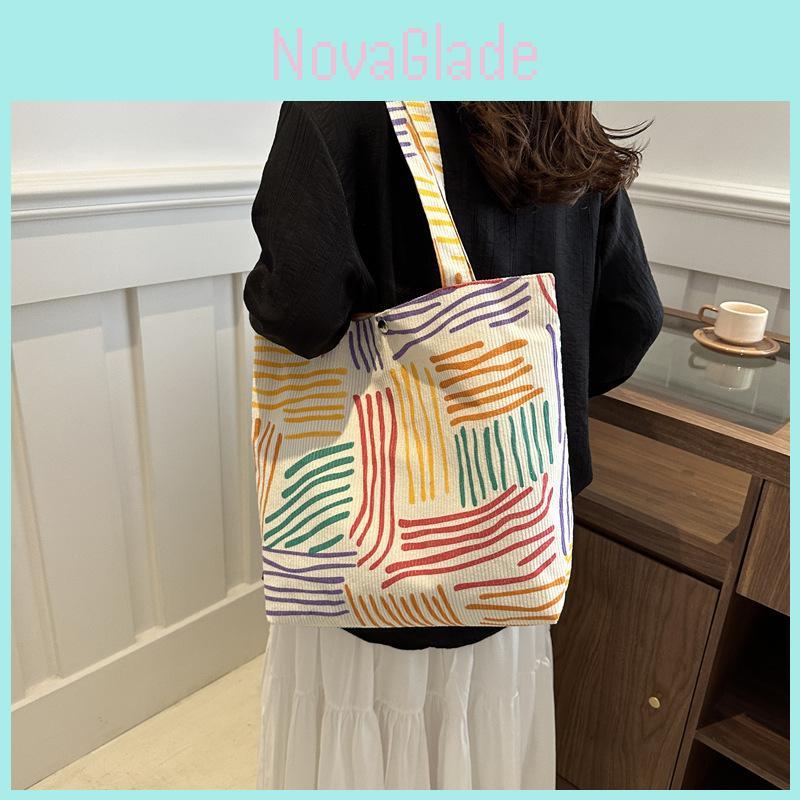 Colorful Canvas Tote Bag 2024 Spring New Trend Street Style Shoulder Bag