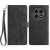 For OnePlus 13 Case Imprinted Feather PU Leather Wallet Phone Cover with Wrist Strap