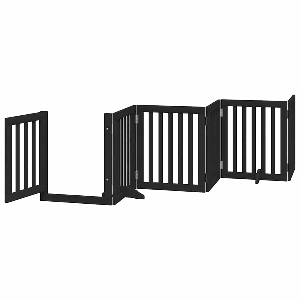 9 piece foldable black dog gate 450 cm poplar wood