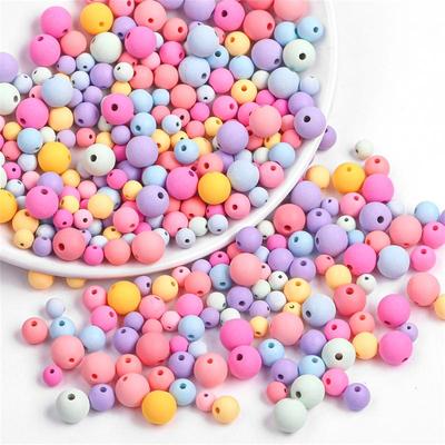 6/8/10mm Acrylic Macarons Color Matte Round Beads For Necklace Bracelet DIY Jewelry Making