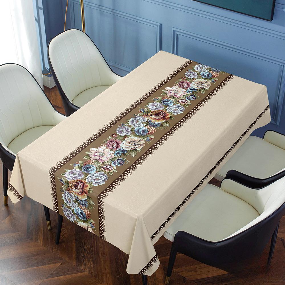 Light Luxury and High-end Home Tablecloth PVC Waterproof and Oil Resistant Rectangular Tea Table Cloth Dining Tablecloth