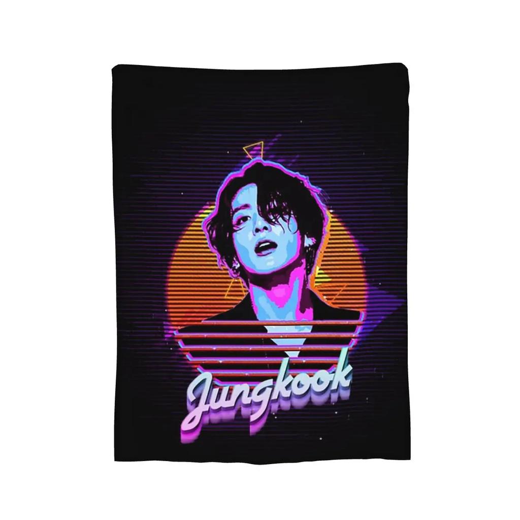 Jungkook Blankets Soft Warm Flannel Throw Blanket Plush for Bed Living Room Picnic Travel Home Sofa