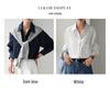 2026 Retro Korean Style Dark Blue Sun Protection Long Sleeve Shirt - Women's Slimming, Loose Fit, Simple Fashion.