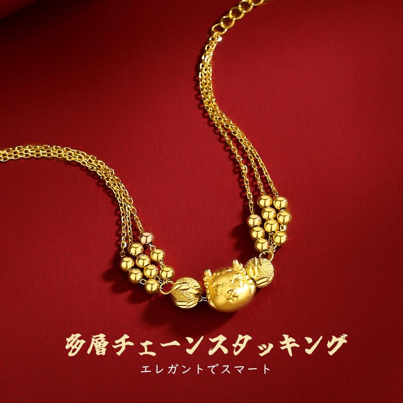 Dried Flower Gift Box Bracelet for Women Cute Gold Finish Dragon Motif Silver 999 Metal Hypoallergenic Good Luck Zodiac Sign Present for Women Day