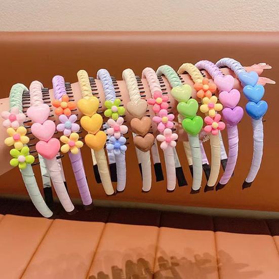 Baby Headband Anti-Slip Toothed Comb Soft 3D Heart Flower Decoration Hair