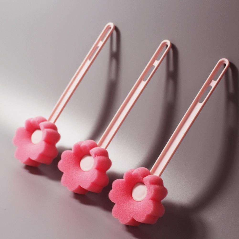 Sponge  Brush Household Flower Shaped Long Handle Sponge Cup Brush  Bottle Cleaning Brush