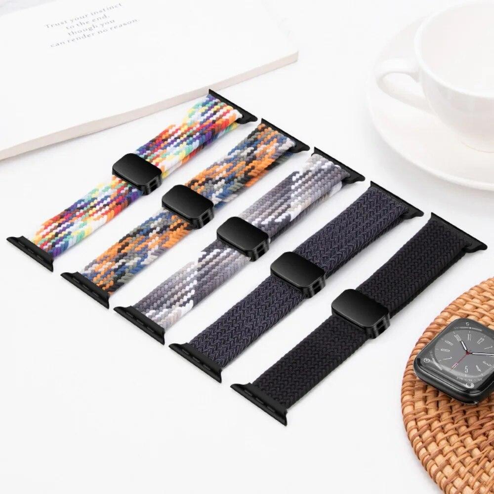 Nylon Strap For Apple Watch 44mm 45mm 49mm 42mm 38mm 40mm 41mm Watchband Bracelet for iWatch Series Ultra 9 8 7 6 5 4 SE 3 Band