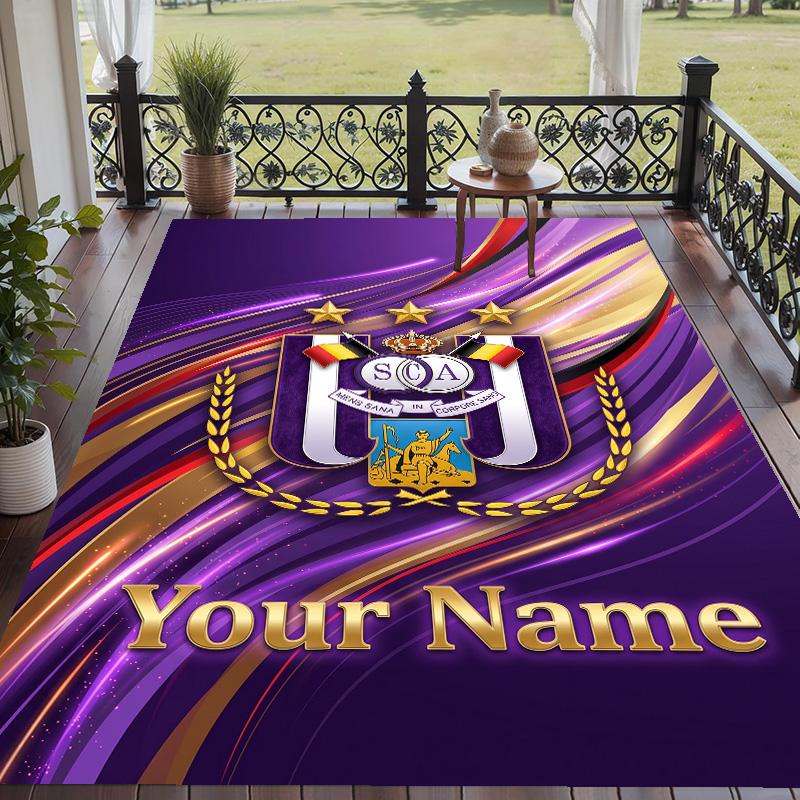 Custom Text Printed Rug Anderlecht FC Non Slip Floor Carpet For Home Room Decor