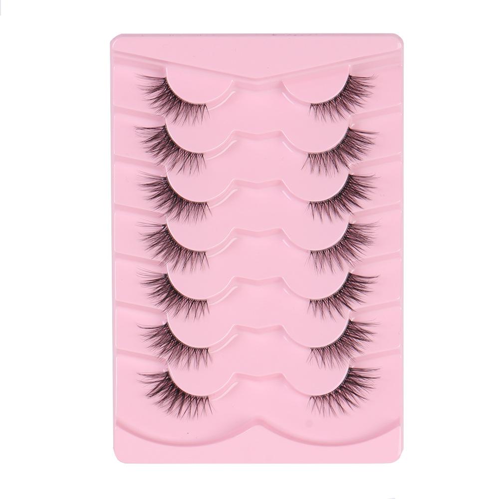 False Eyelashes Naturally Curl Up the Whole Black Stem Multi-layer Three-dimensional Orange Tray, One Piece of 7 Pairs of Eyelashes