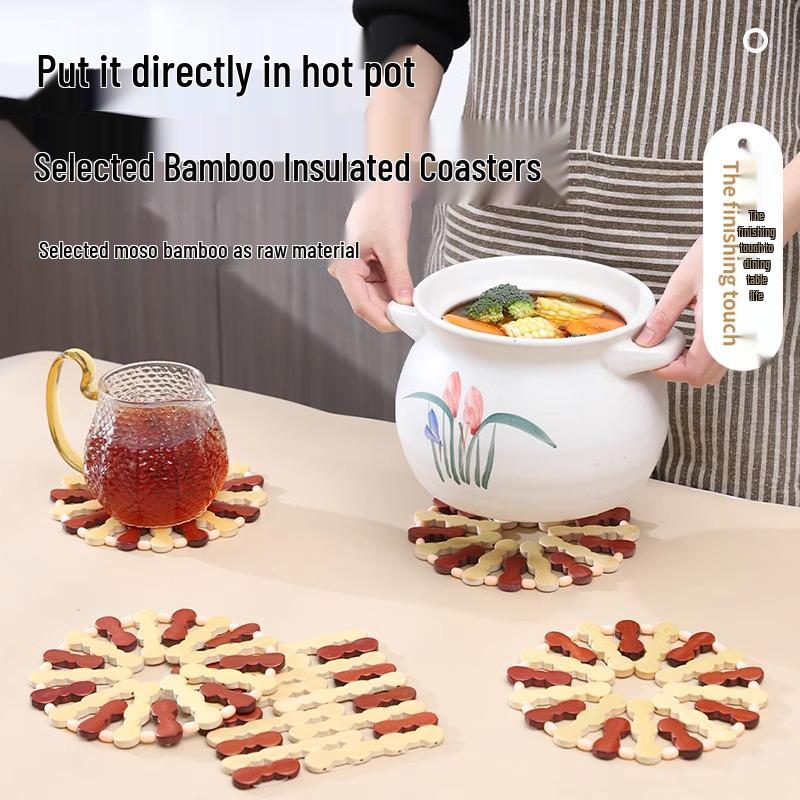 Bamboo Anti-Scald Dish Mat Set - 2 Pieces