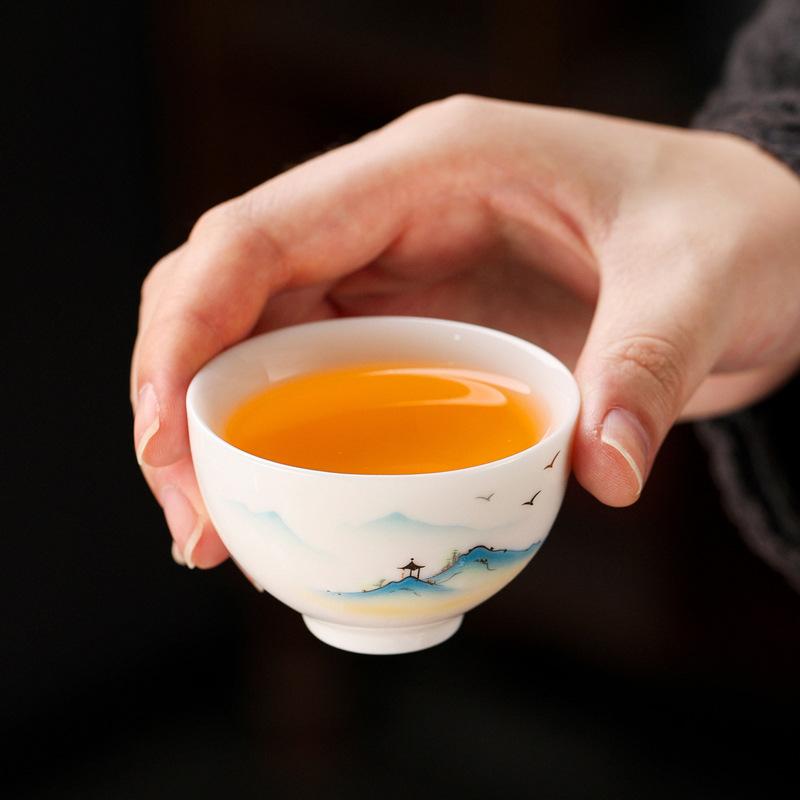 Merchandise Jiangshan White Porcelain Tea Set Business Gift Souvenir Gift Hand Gift Tea Set Simple and Portable