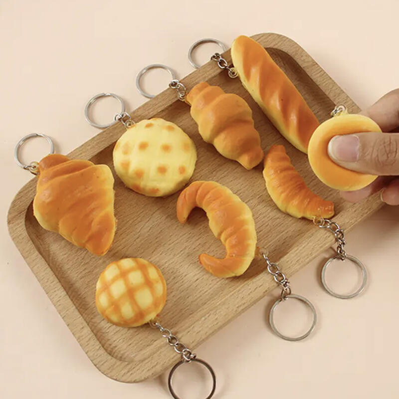 8 types of soft bread-shaped keychain squishy soft melon bread salt bread