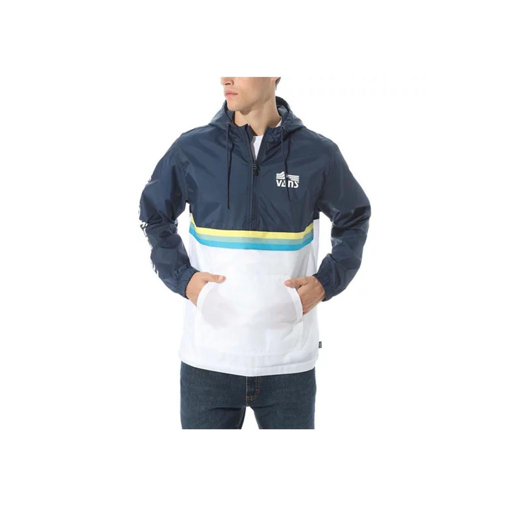 Vans High Elevation Color Block Half Zip Windbreaker Jacket Men Jackets Blue White VN0A4MT1K9T