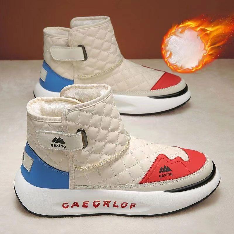 

Мужские ботинки. Новые модные универсальные туфли с толстой подошвой. Удобные износостойкие, нескользящие, бархатные, сохраняющие тепло зимние плюшевые туфли. 39 бежевый