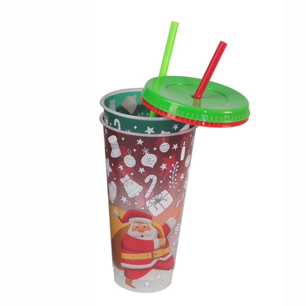 Dining Supplies Cold Drink Cup Discoloration Straw Cup Portable Color Changing Cup Kitchen