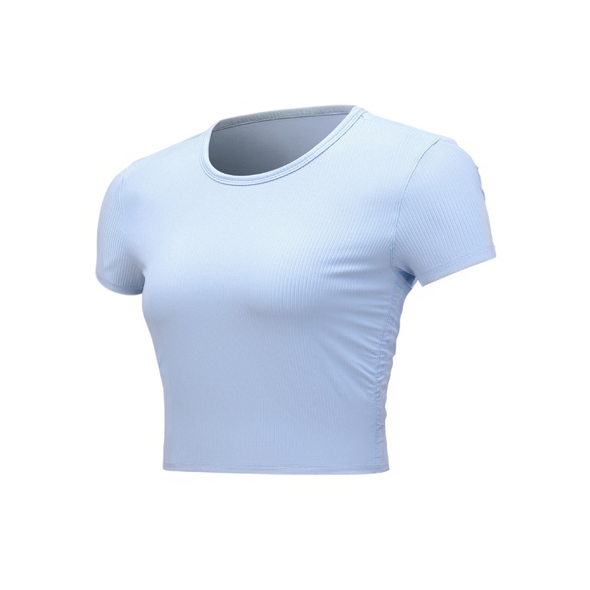Women s Quick-Dry Slim Fit Ribbed Yoga Tee for Running & Fitness xl