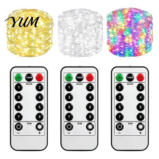 Decorative Wedding Party Lights Copper Wire Fairy with Remote, 8 Modes 10-Level Dimming Timer, Waterproof Versatile Backyard Accent Battery