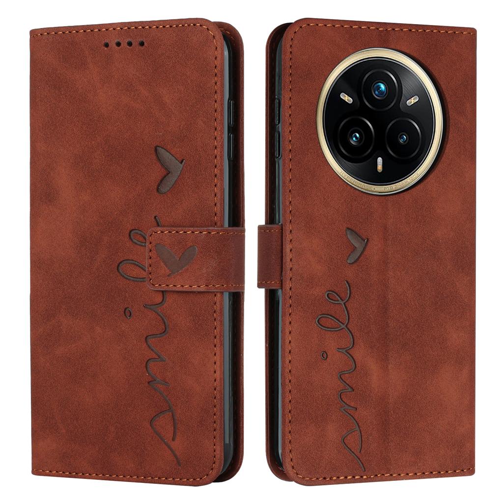 For Realme 14 Pro 5G Case Viewing Stand PU Leather Phone Cover Imprinted Heart Pattern