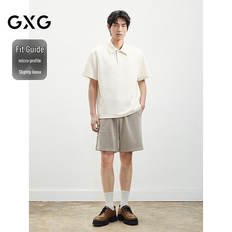 GXG Men's Textured Jacquard Polo Shirt