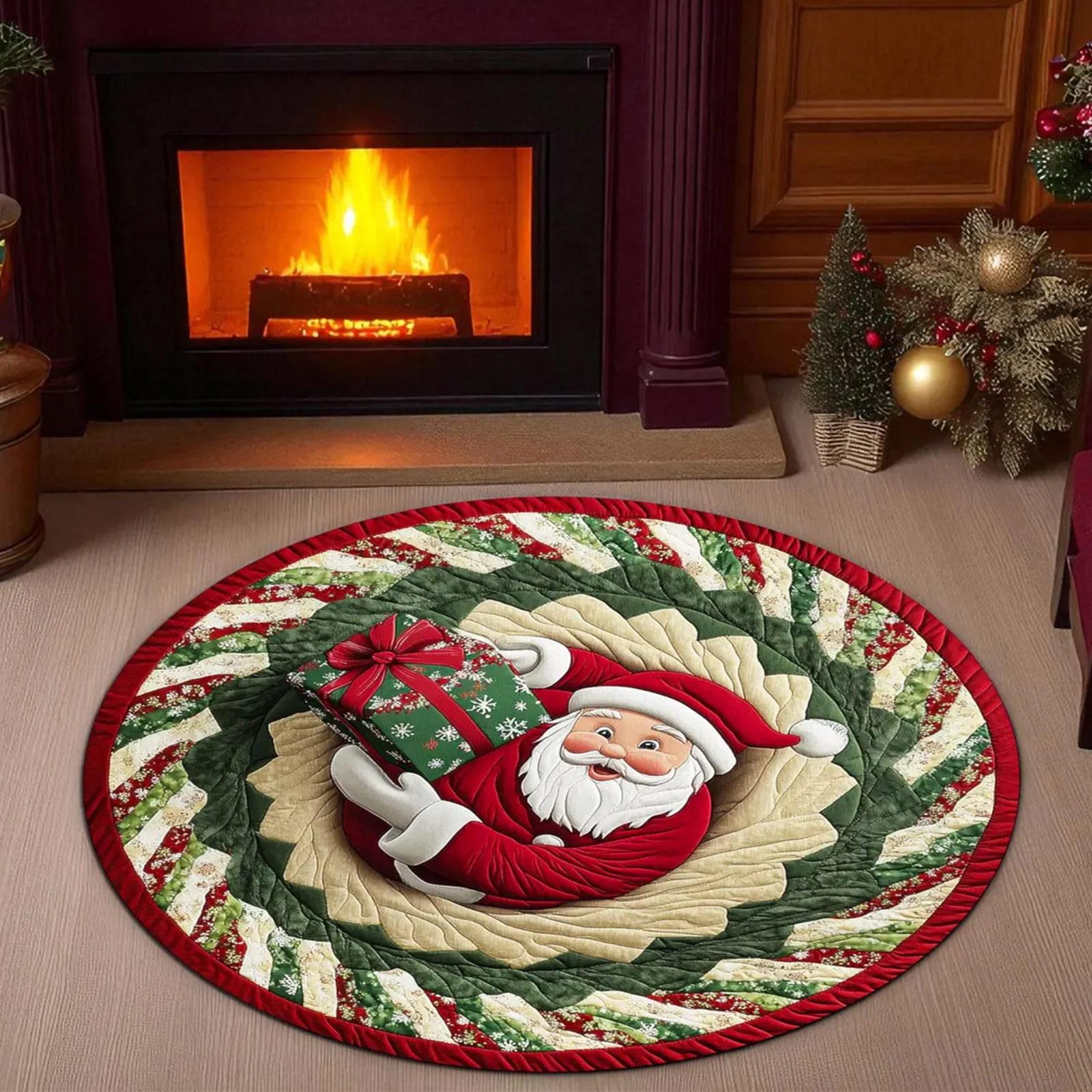

3D Christmas Rug Christmas Optical Rug, Circular Vortex Rug, Decorative Deep-pile Rug, Fun Non Mat. Suitable For Living Rooms, Bedroom One Size