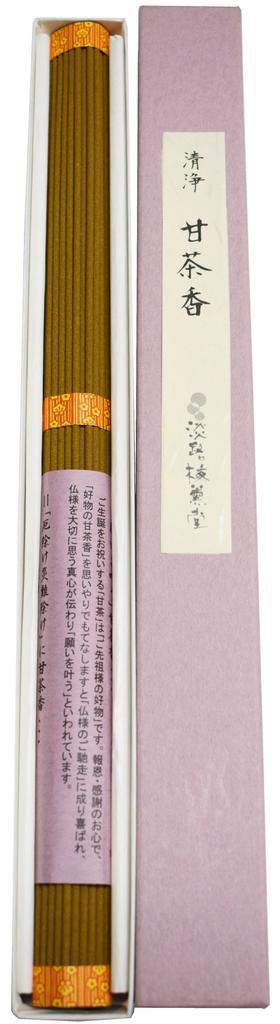 Awaji Baikundou Long Incense Pure Sweet Tea Buddhist One Round 70 For Buddhist Memorial Temple One Sticks, Fragrance, Treat, Bundle, 31cm, Stripe,