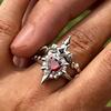 Vintage Sweet Design Colorful Opal Rings for Women Exaggerated Metal Geometric Round Gem Open Rings Aesthetic Jewelry Gift