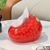 7.87 Inch Modern Strawberry Pattern Ceramic Tissue Box, Multipurpose Napkin Holder for Coffee Table Living Room
