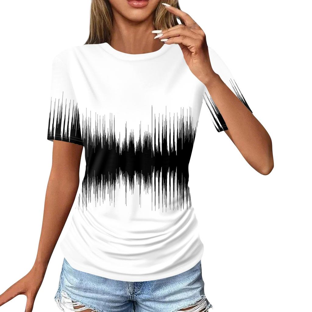 Tricouri Damă Moda Casual Topuri Gât rotund Mânecă scurtă Imprimată Tunica