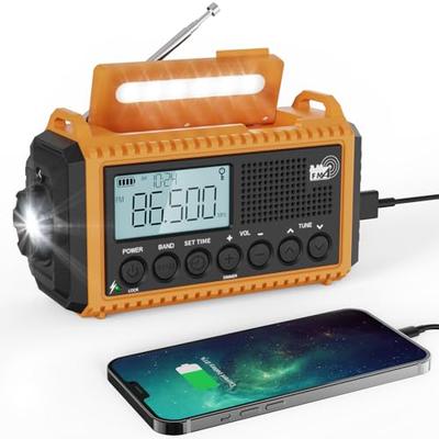 Solar-Powered Multi-Function Hand-Crank Emergency Radio with Flashlight and Reading Lamp (SW/AM/FM Radio, 76.00MHz - 108MHz FM Frequency), SOS Alert,